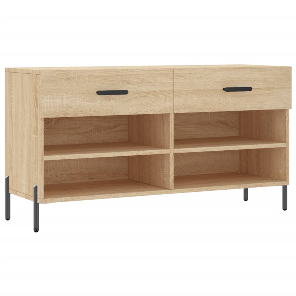 vidaXL Shoe Bench Sonoma Oak 102x35x55 cm Engineered Wood