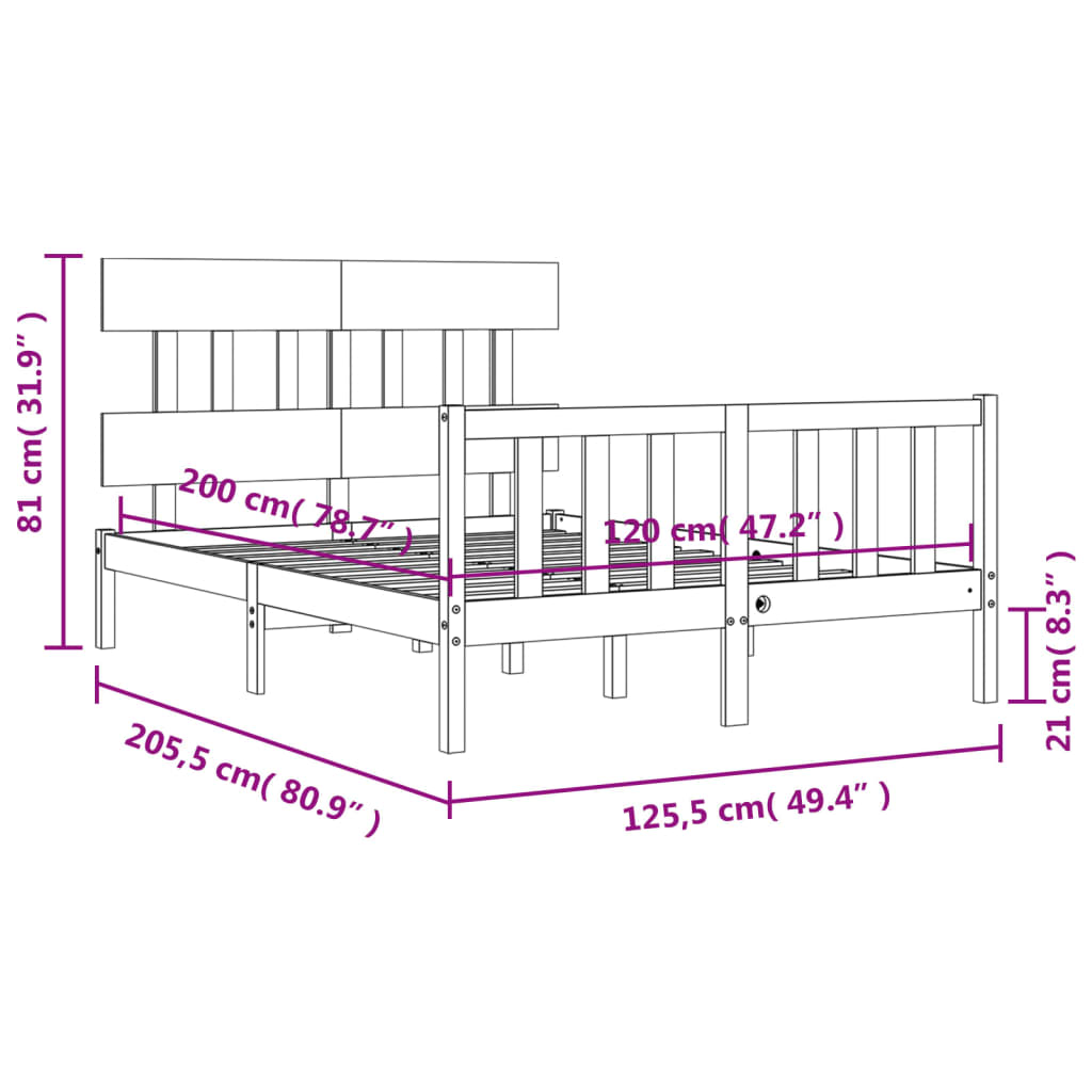 vidaXL Bed Frame without Mattress White 120x200 cm Solid Wood Pine