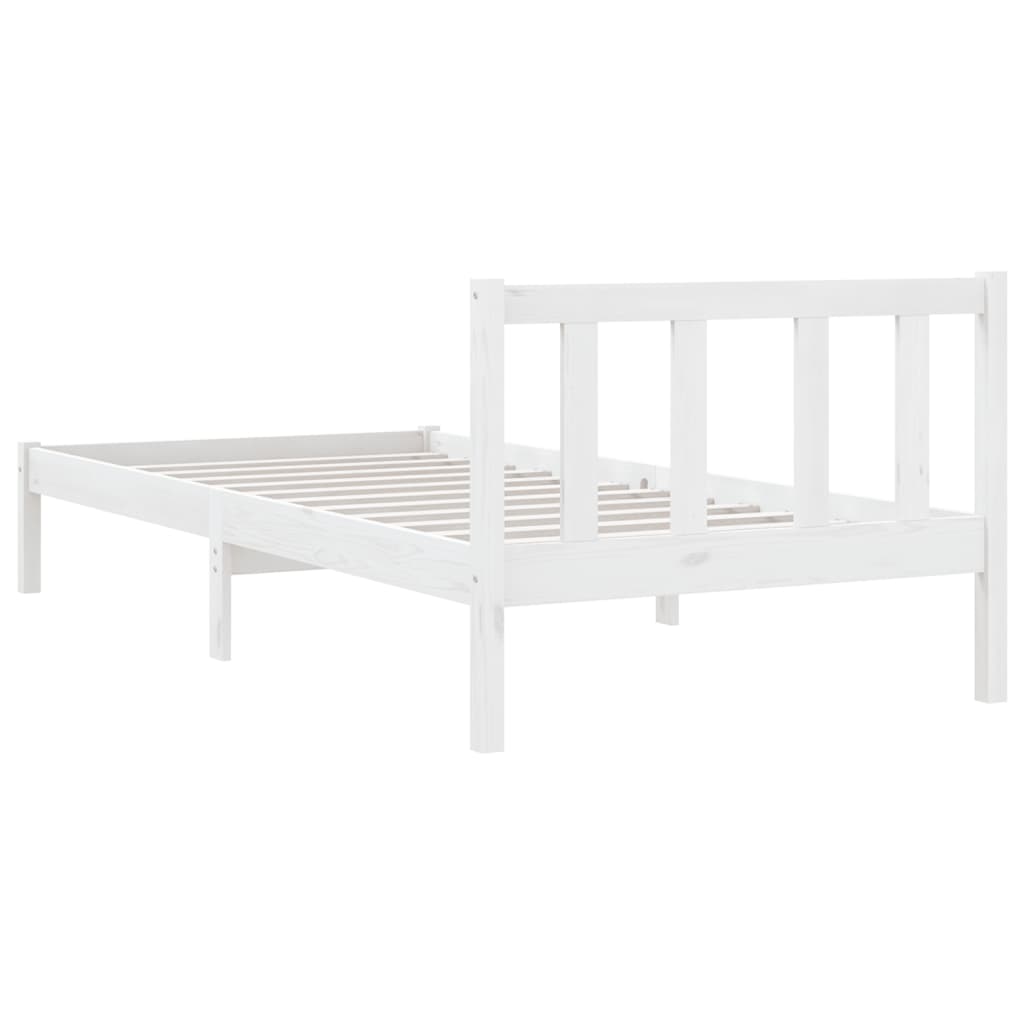 vidaXL Bed Frame without Mattress White Solid Wood 90x200 cm