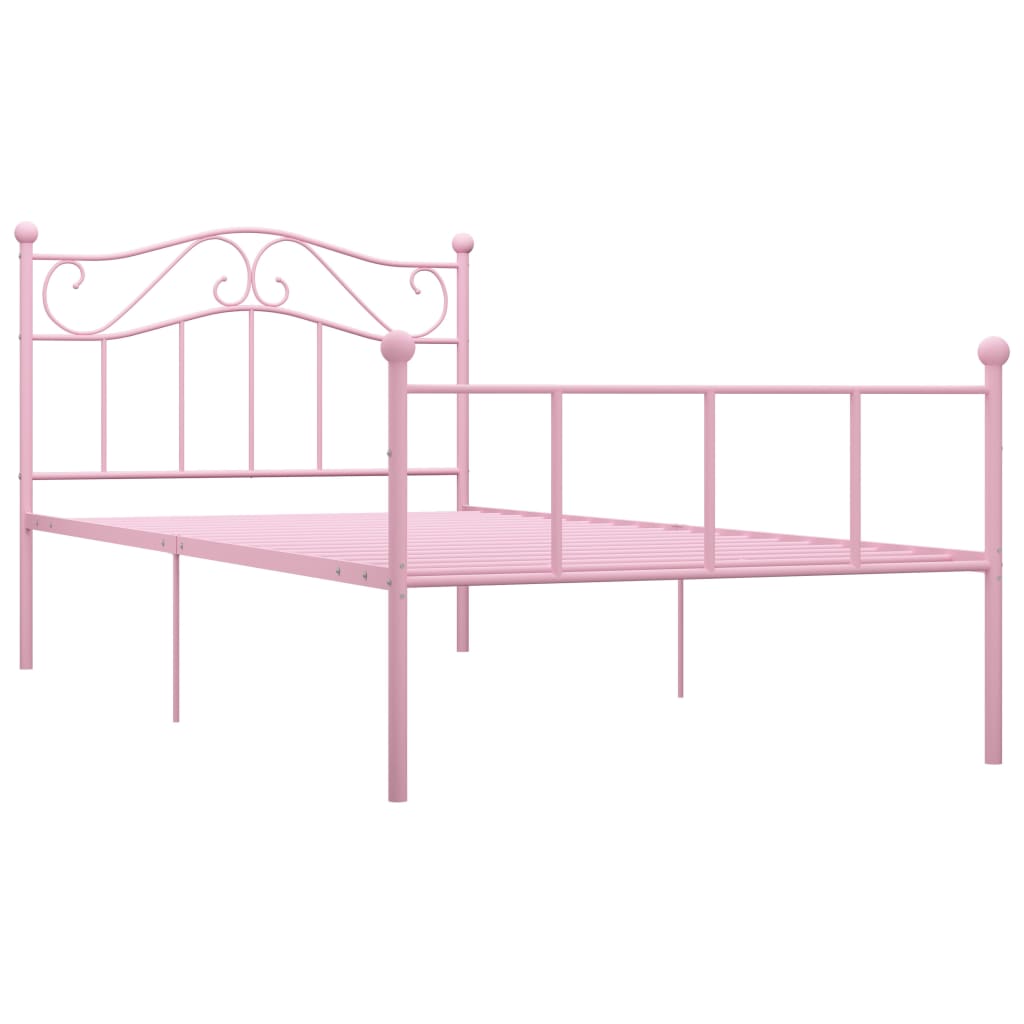 vidaXL Bed Frame without Mattress Pink Metal 90x200 cm