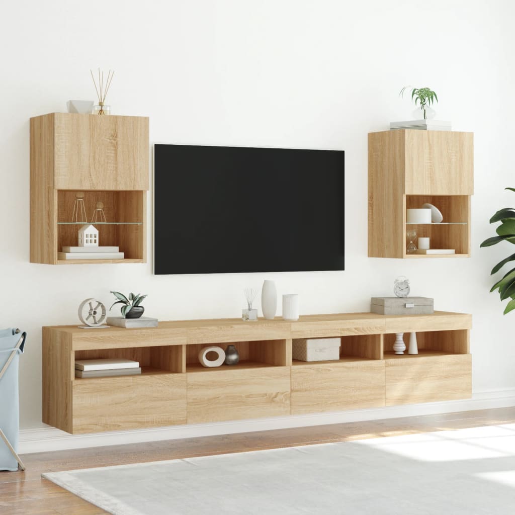 vidaXL TV Cabinet with LED Lights Sonoma Oak 40.5x30x60 cm