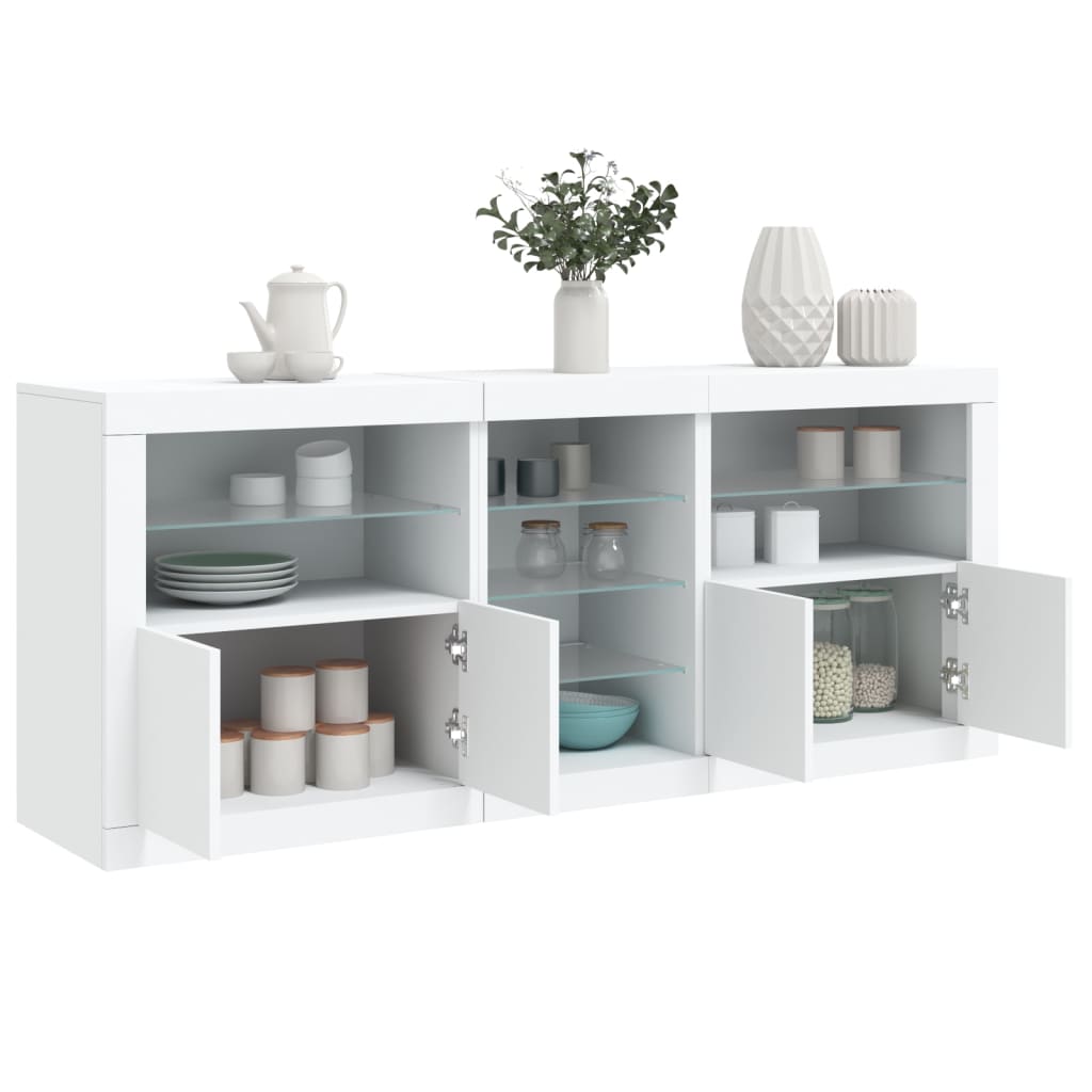 vidaXL Sideboard with LED Lights White 162x37x67 cm