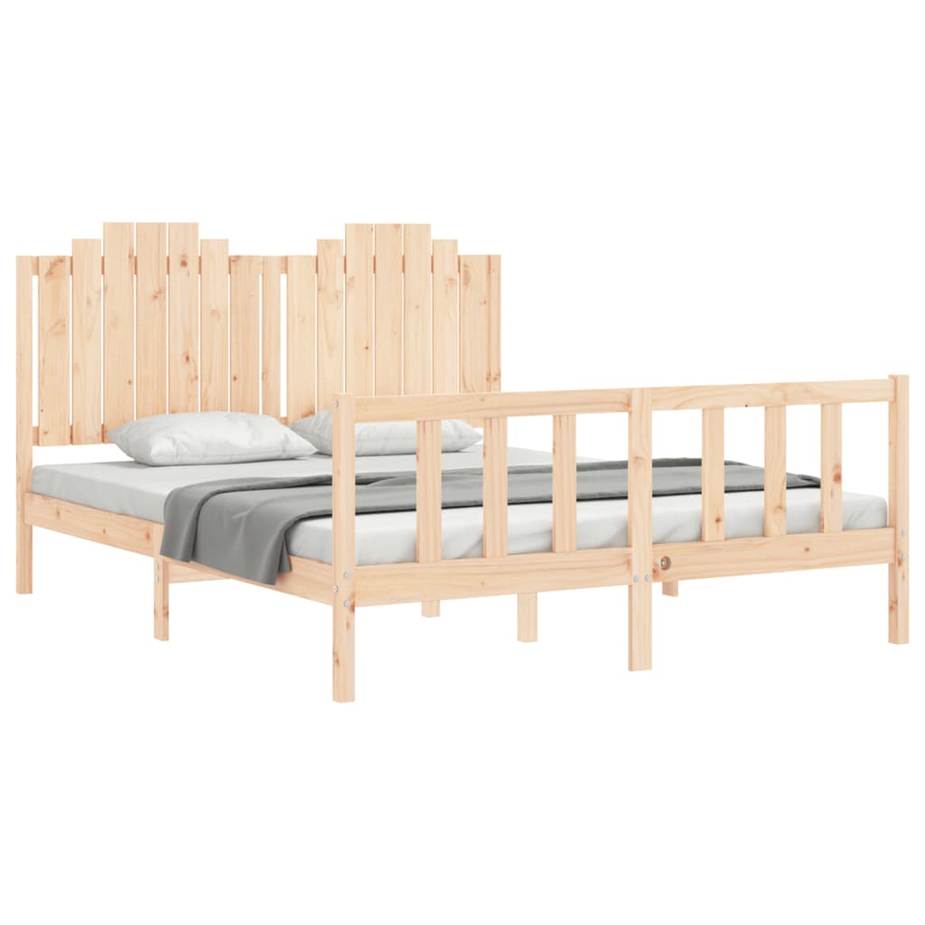 vidaXL Bed Frame without Mattress King Size Solid Wood Pine