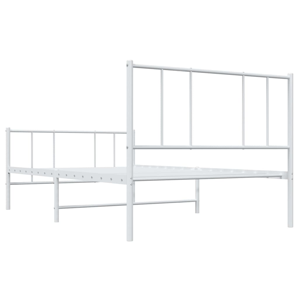 vidaXL Metal Bed Frame without Mattress with Footboard White 100x200 cm