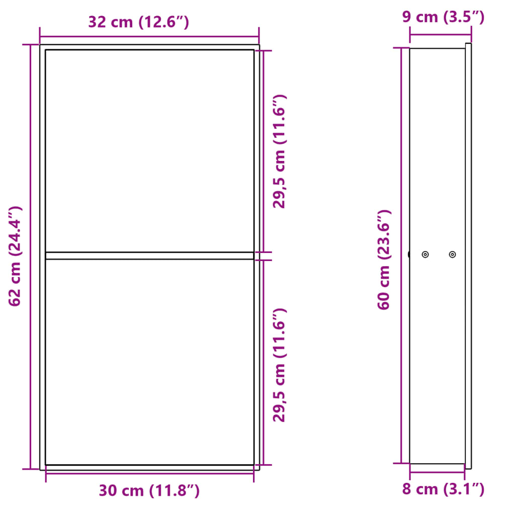 vidaXL Shower Niche Brushed Gold 32x62x9 cm Stainless Steel