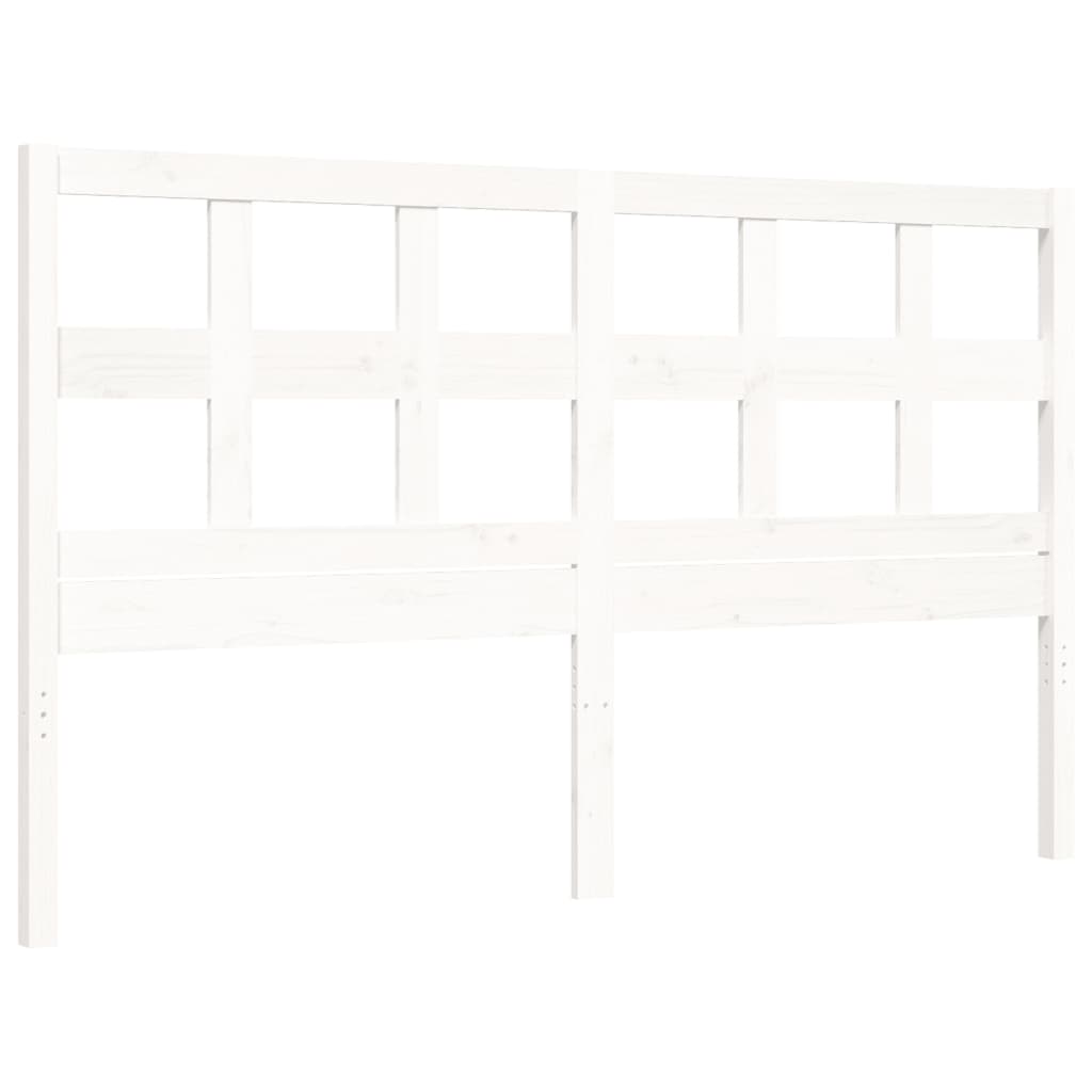 vidaXL Bed Frame without Mattress White King Size Solid Wood Pine