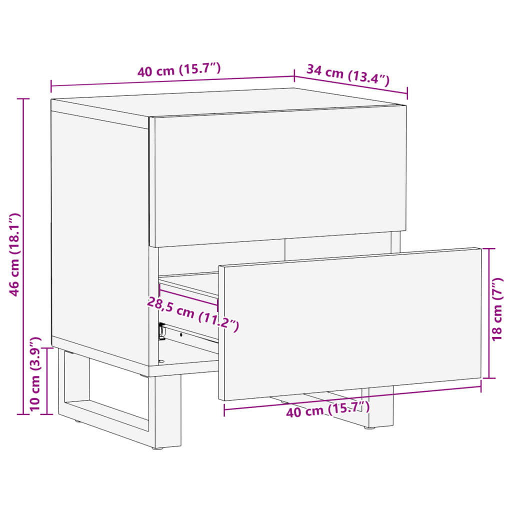 vidaXL Bedside Cabinets 2 pcs 40x33x46 cm Solid Wood Bleached Mango