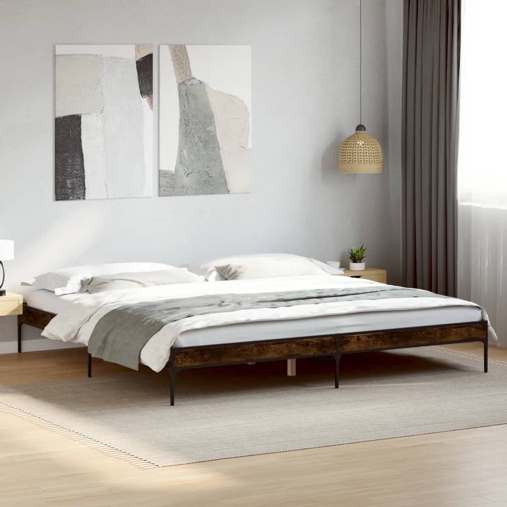 vidaXL Bed Frame without Mattress Smoked Oak 180x200 cm Super King