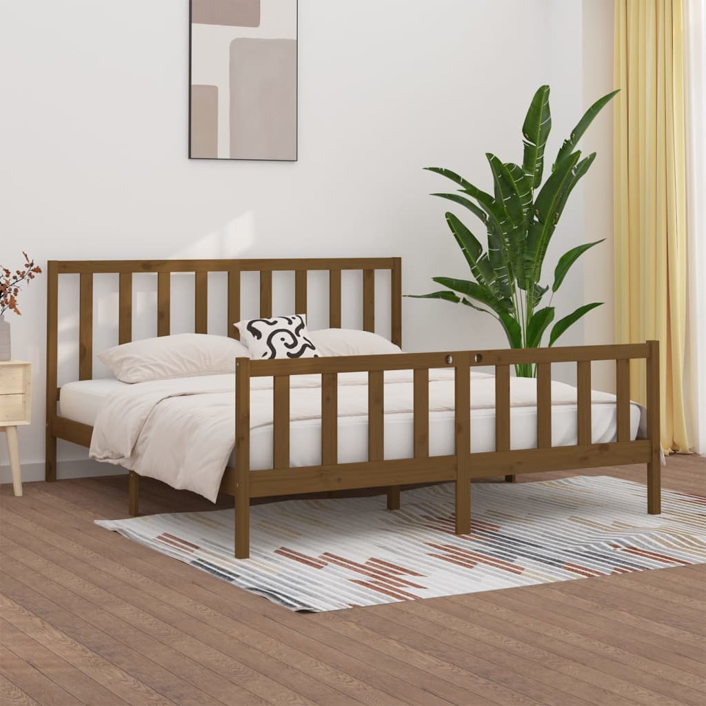 vidaXL Bed Frame without Mattress Honey Brown 200x200 cm Solid Wood