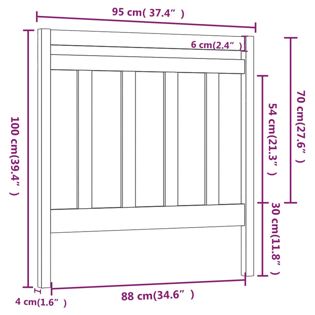 vidaXL Bed Headboard White 95x4x100 cm Solid Wood Pine