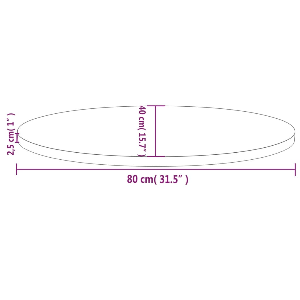 vidaXL Table Top 80x40x2.5 cm Solid Wood Pine Oval