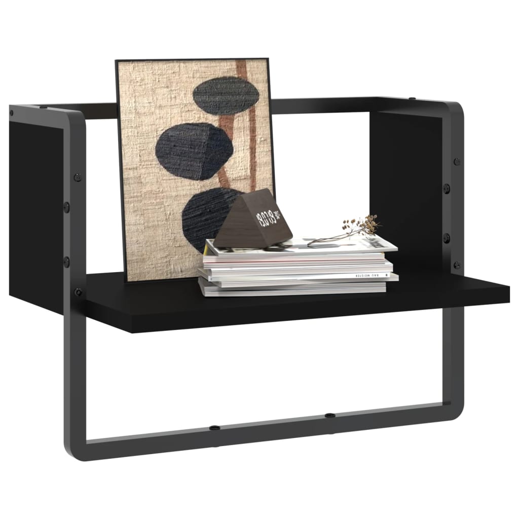 vidaXL Wall Shelf with Bar Black 40x25x30 cm