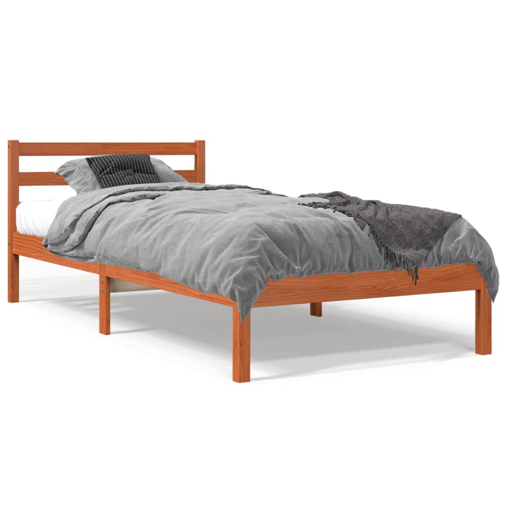 vidaXL Bed Frame without Mattress Wax Brown 100x200 cm Solid Wood Pine