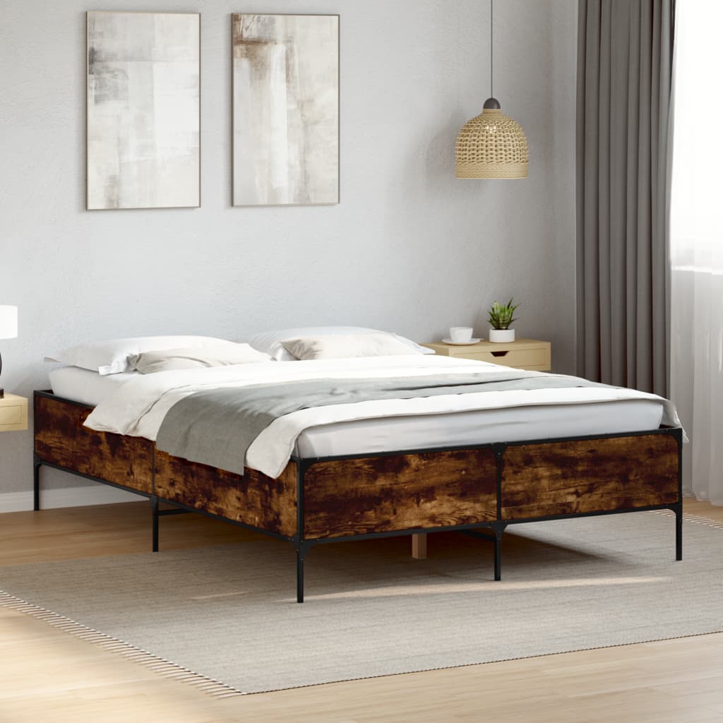 vidaXL Bed Frame without Mattress Smoked Oak 120x200 cm