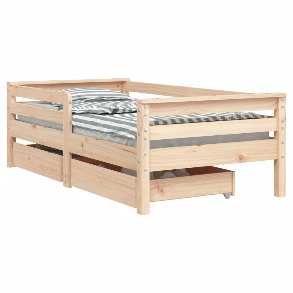 vidaXL Kids Bed Frame with Drawers 70x140 cm Solid Wood Pine