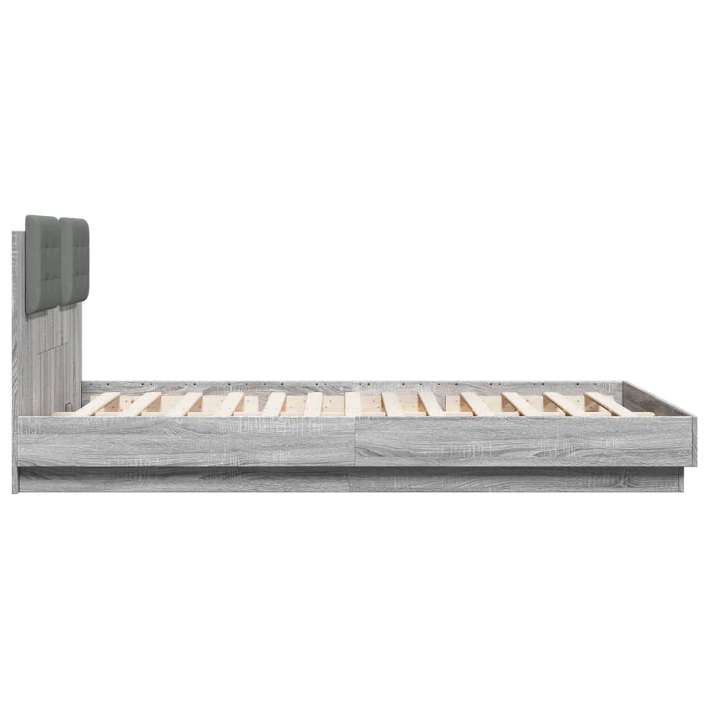 vidaXL Bed Frame with LED without Mattress Grey Sonoma 140x200 cm