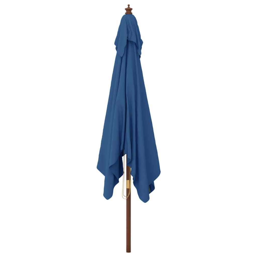 vidaXL Garden Parasol with Wooden Pole Azure Blue 300x300x273 cm