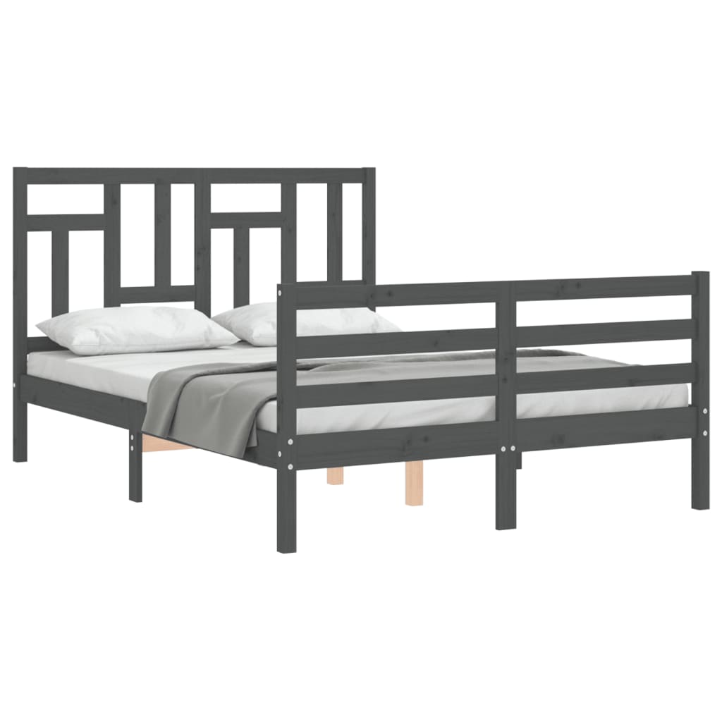 vidaXL Bed Frame without Mattress Grey 140x190 cm Solid Wood