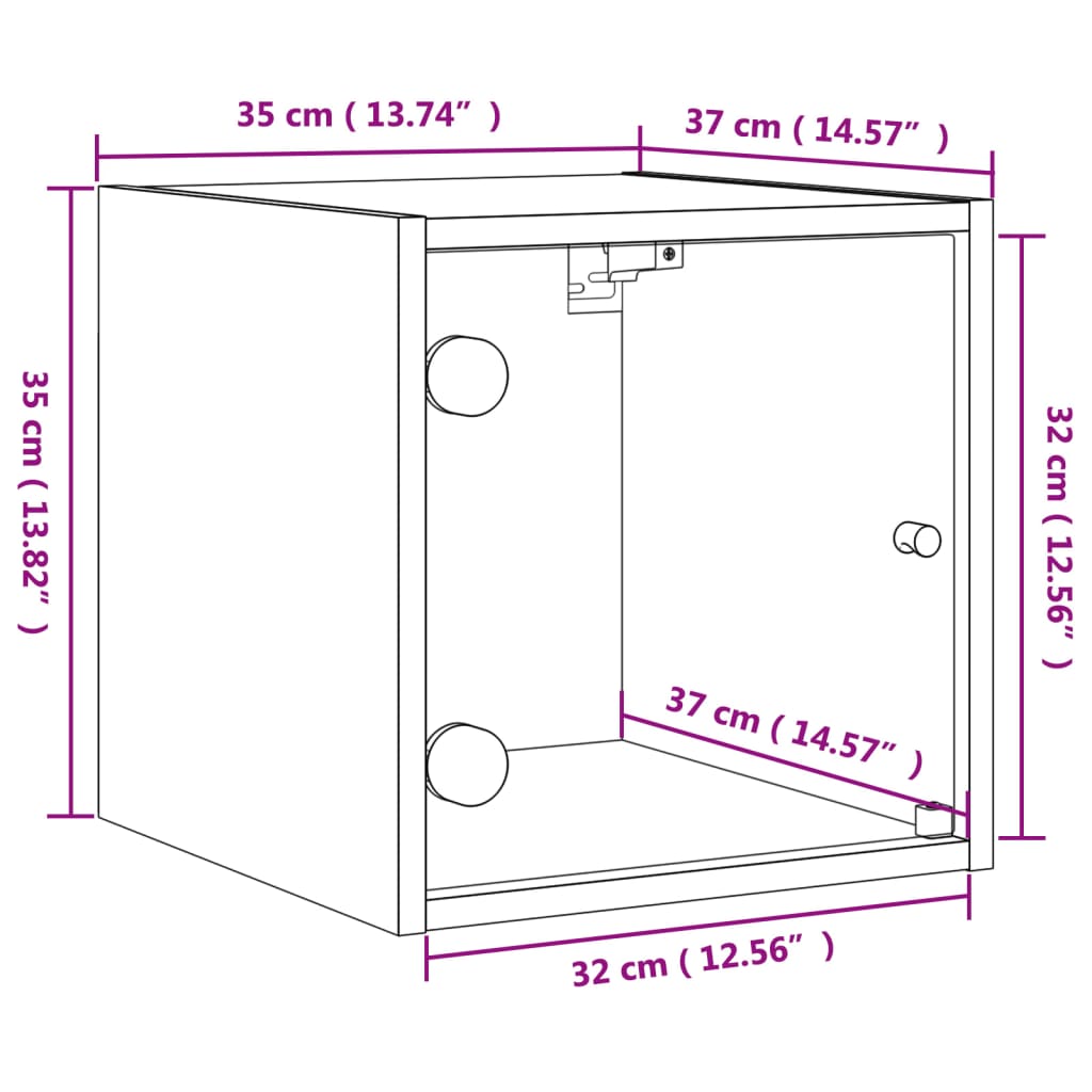 vidaXL Bedside Cabinet with Glass Door Brown Oak 35x37x35 cm