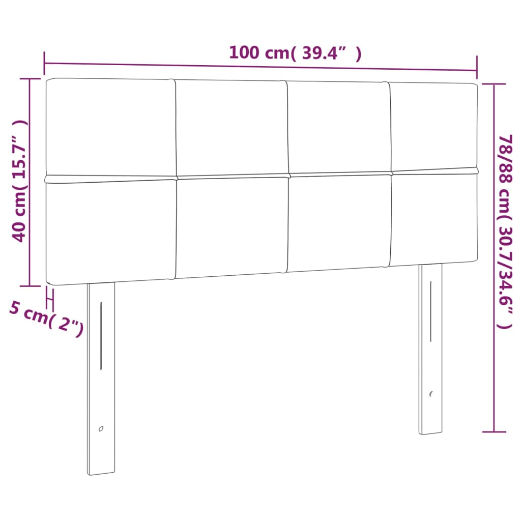 vidaXL Headboard Light Grey 100x5x78/88 cm Fabric