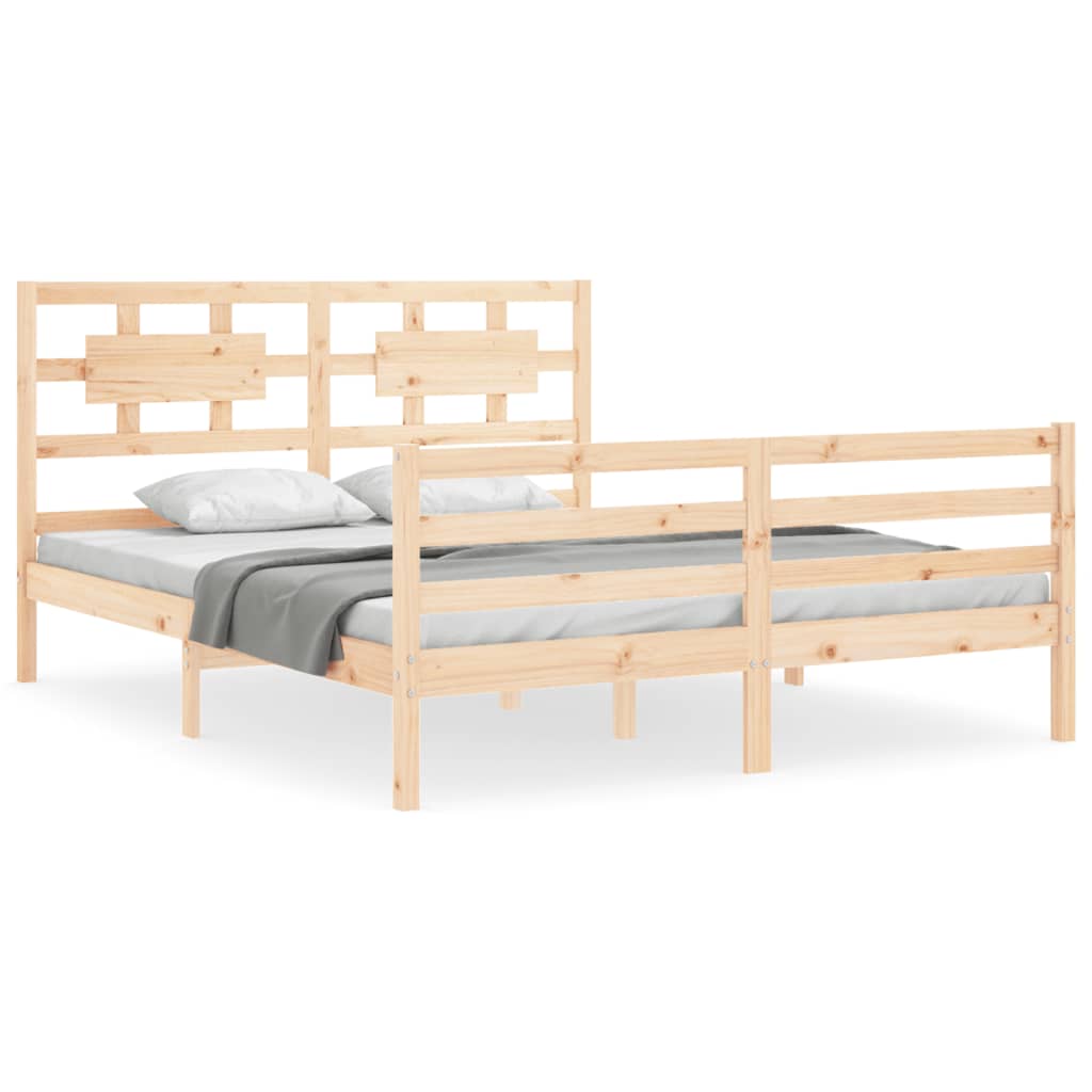 vidaXL Bed Frame without Mattress King Size Solid Wood