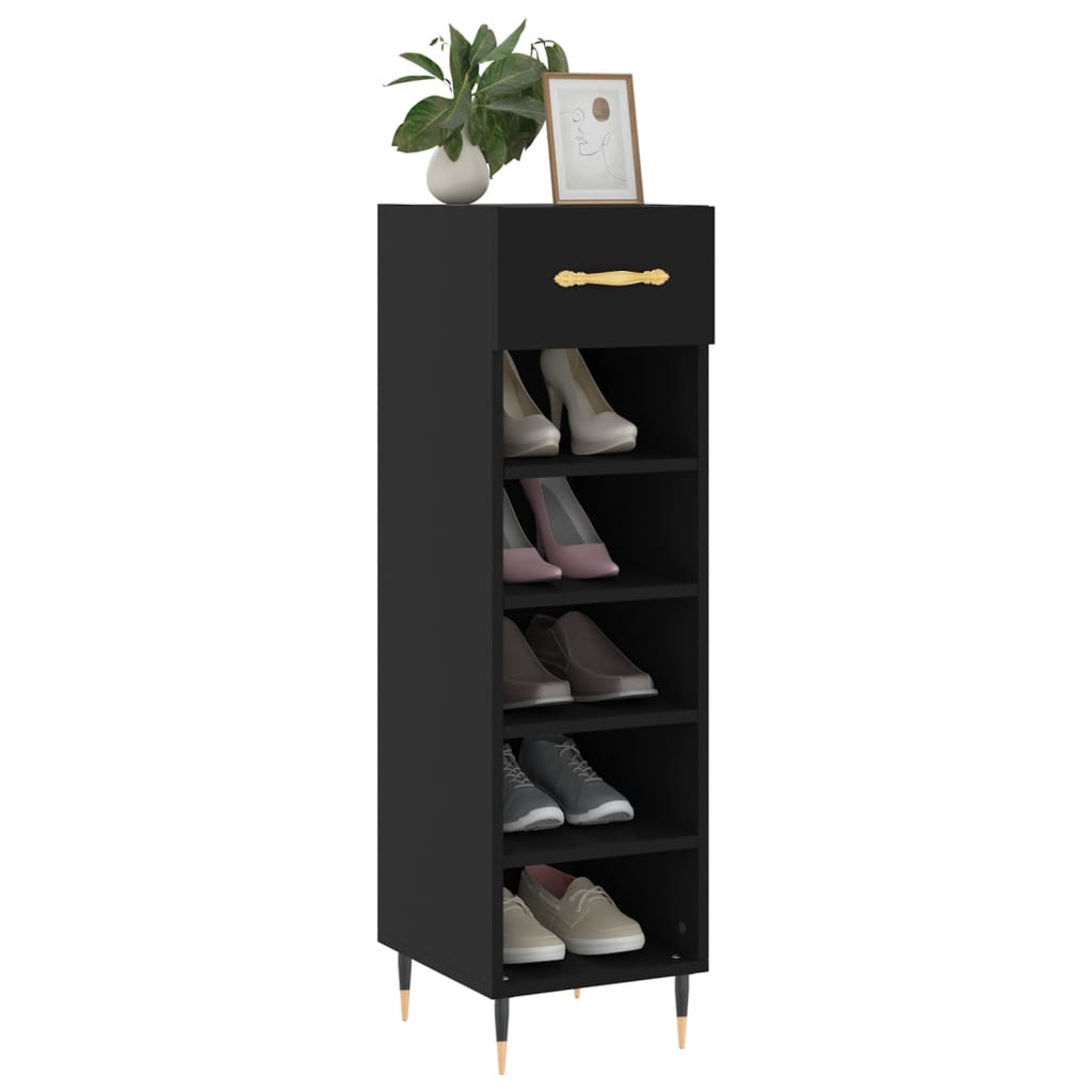 vidaXL Shoe Cabinet Black 30x35x105 cm Engineered Wood