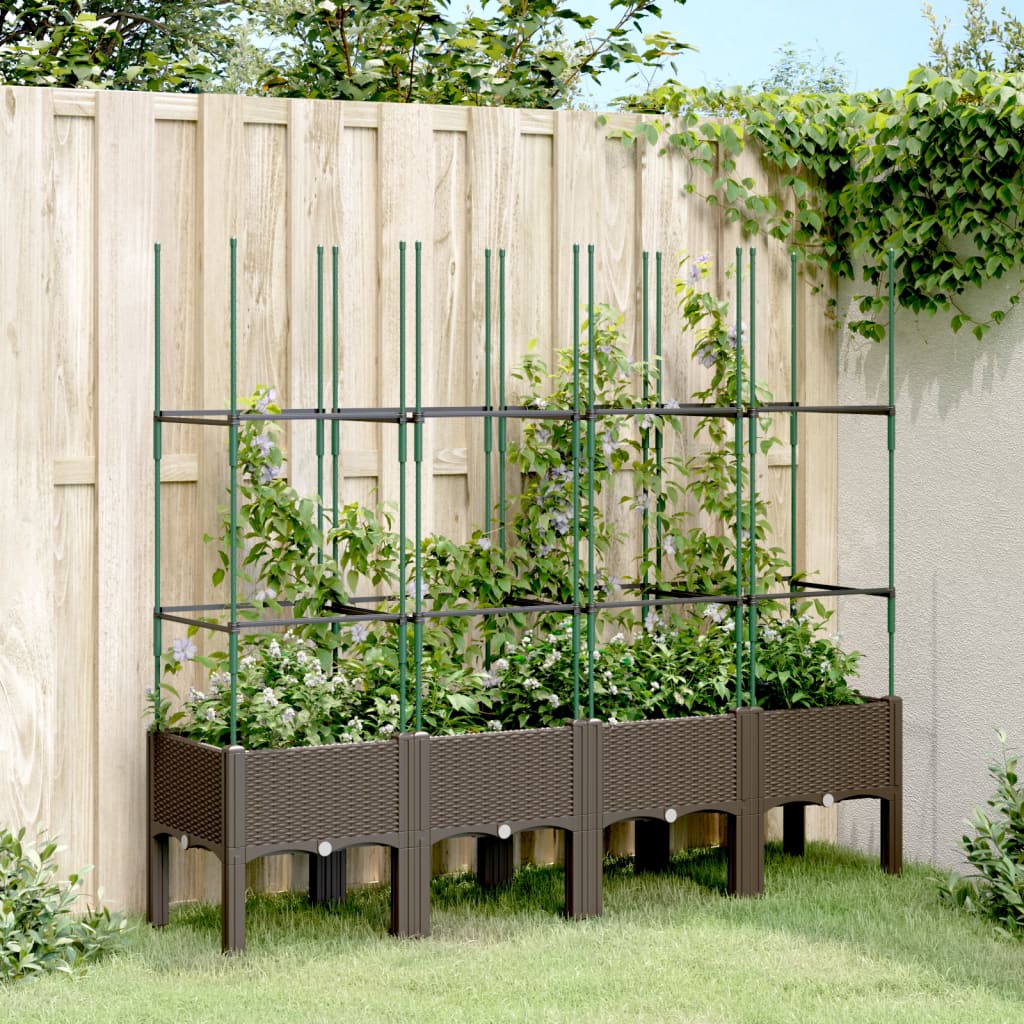 vidaXL Garden Planter with Trellis Brown 160x40x142.5 cm PP