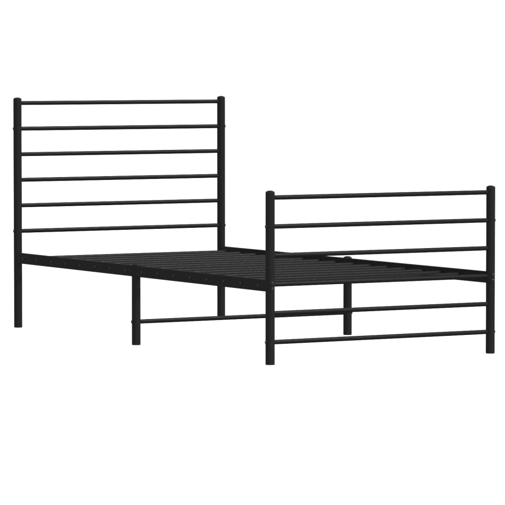 vidaXL Metal Bed Frame without Mattress with Footboard Black 107x203 cm