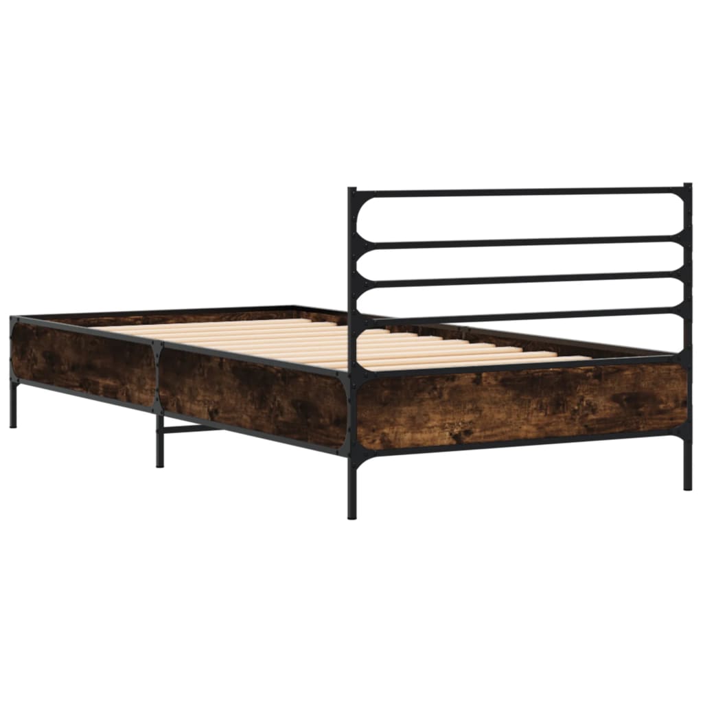 vidaXL Bed Frame without Mattress Smoked Oak 100x200 cm