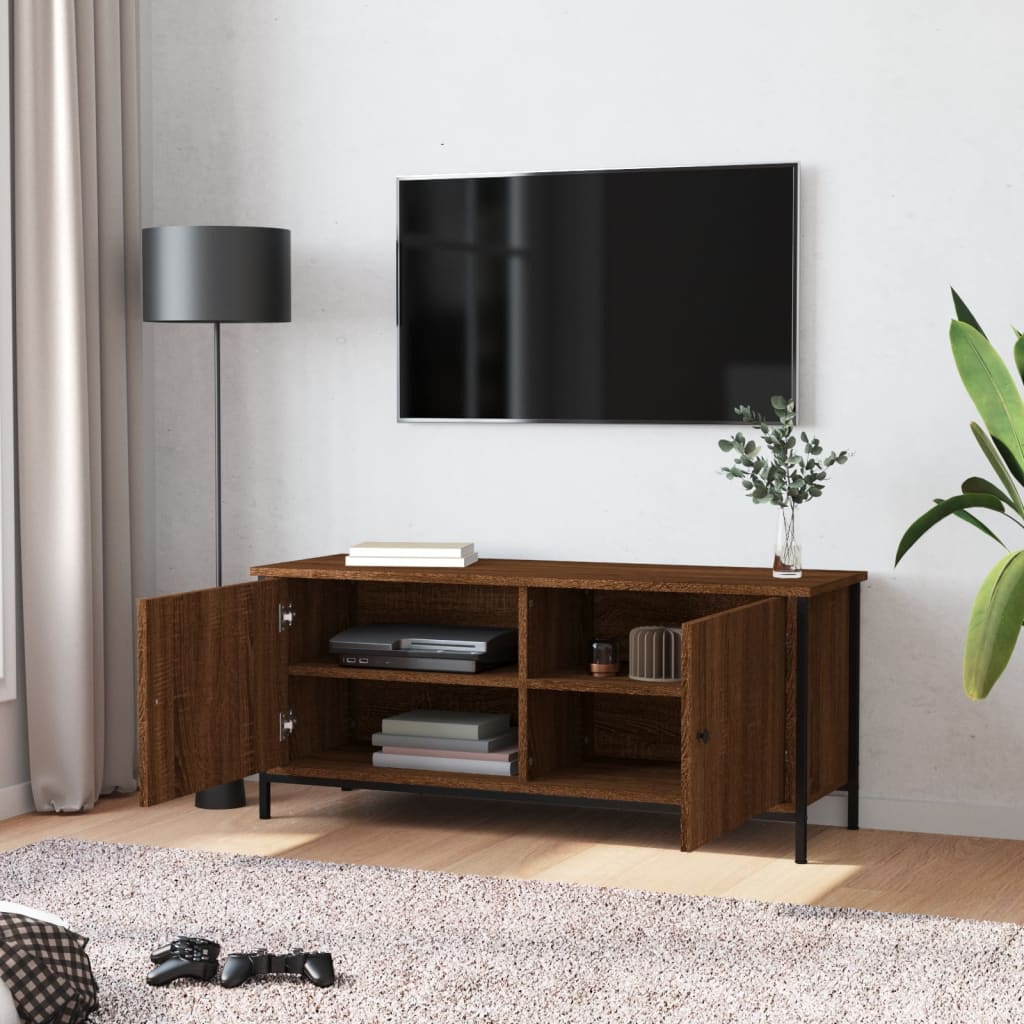 vidaXL TV Cabinet with Doors Brown Oak 102x35x45 cm Engineered Wood