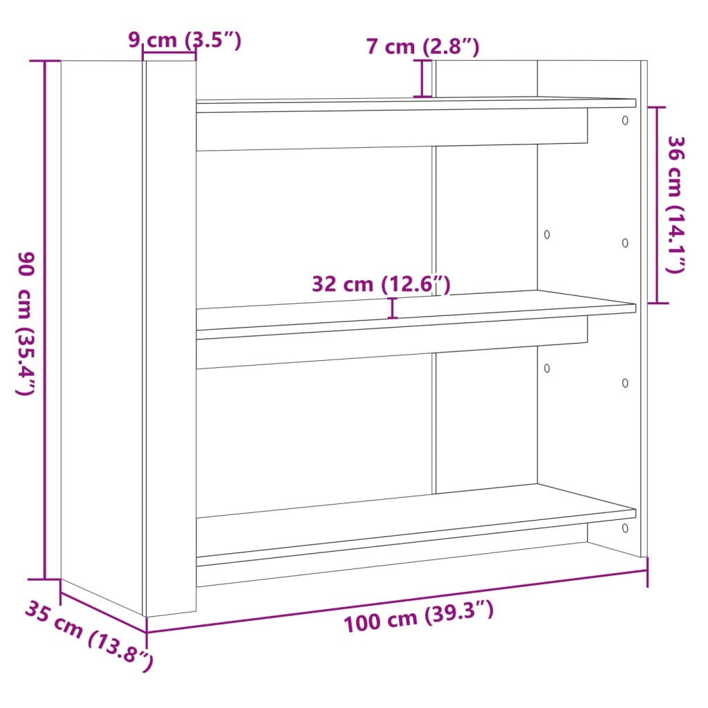 vidaXL Console Table Concrete Grey 100x35x90 cm Engineered Wood