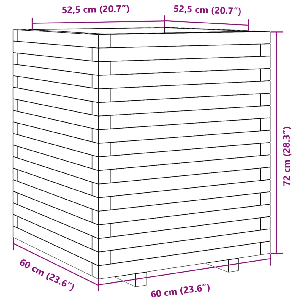 vidaXL Garden Planter 60x60x72 cm Impregnated Wood Pine