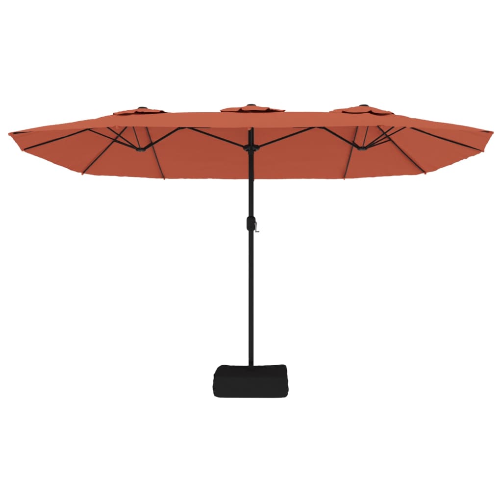 vidaXL Double-Head Garden Parasol with LEDs Terracotta 449x245 cm