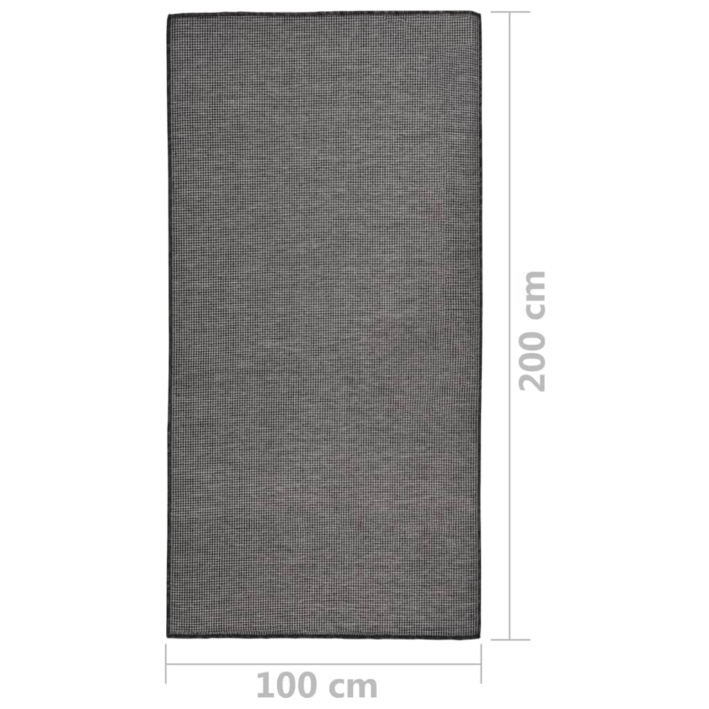 vidaXL Outdoor Flatweave Rug 100x200 cm Grey