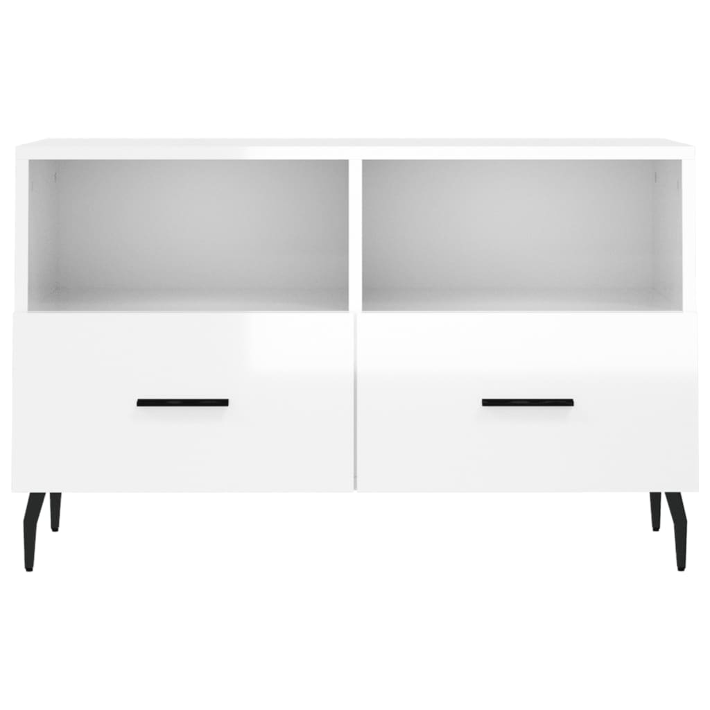 vidaXL TV Cabinet High Gloss White 80x36x50 cm Engineered Wood