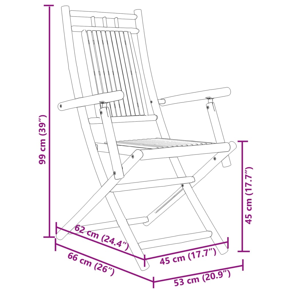 vidaXL 3 Piece Bistro Set Bamboo