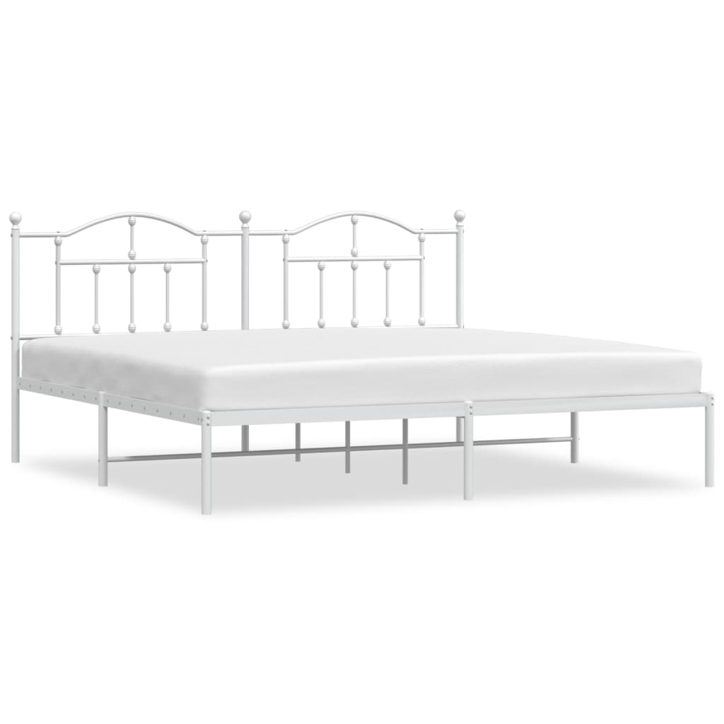 vidaXL Metal Bed Frame without Mattress with Headboard White 200x200 cm