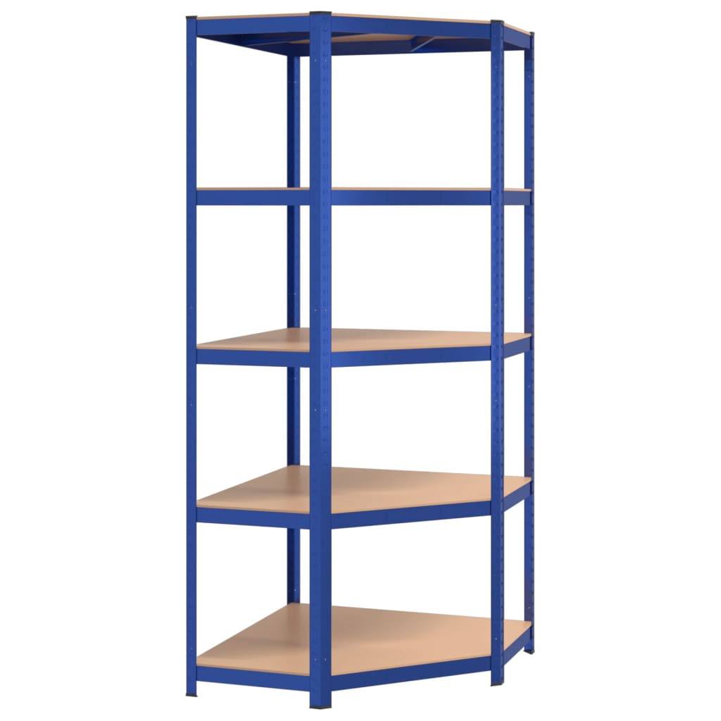 vidaXL 5-Layer Shelves 4 pcs Blue Steel&Engineered Wood