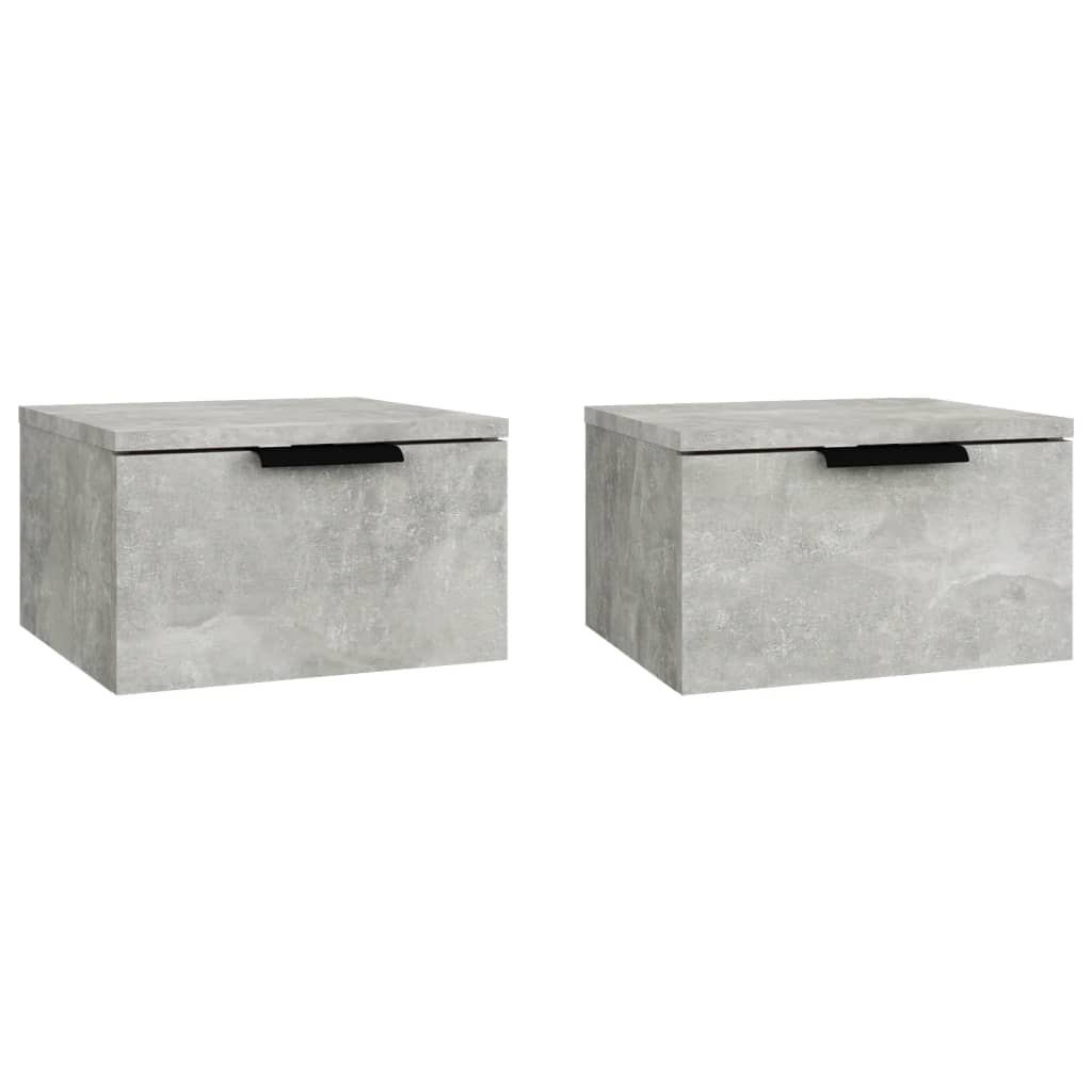 vidaXL Wall-mounted Bedside Cabinets 2 pcs Concrete Grey 34x30x20 cm