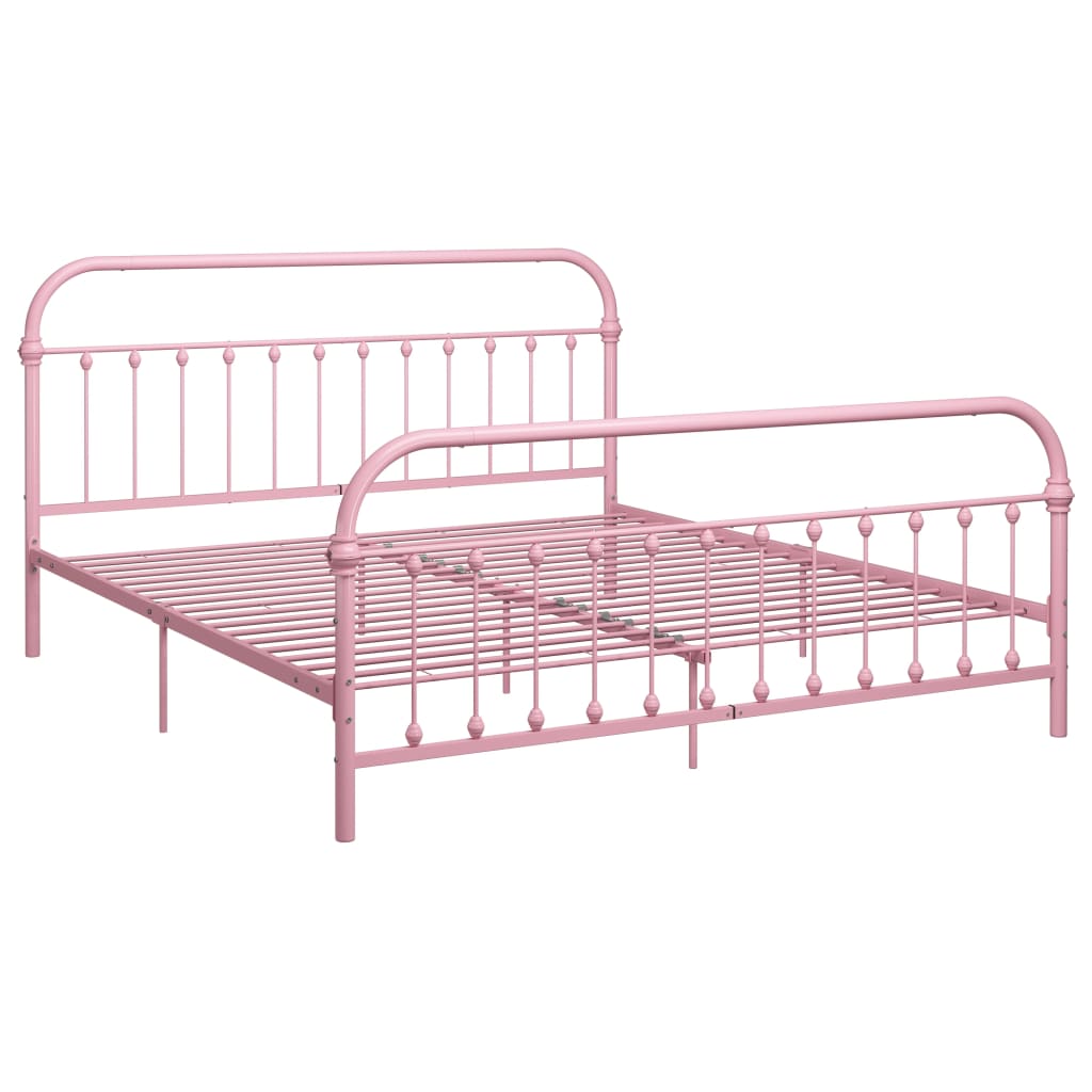 vidaXL Bed Frame without Mattress Pink Metal 180x200 cm Super King