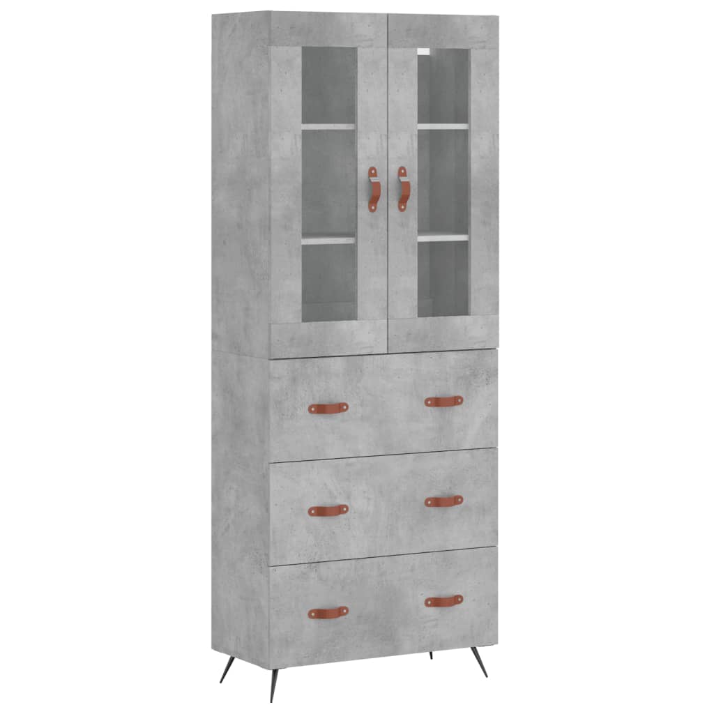 vidaXL Highboard Concrete Grey 69.5x34x180 cm Engineered Wood