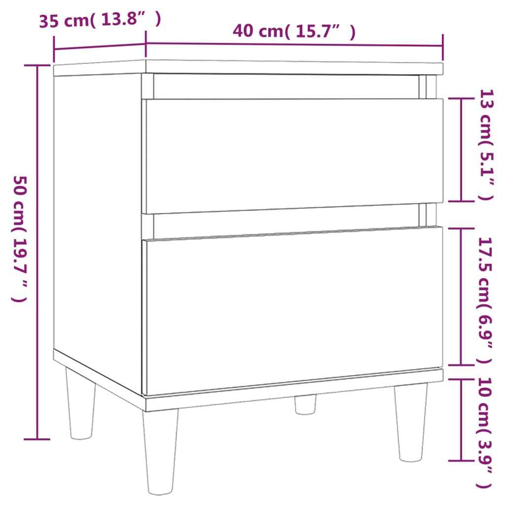 vidaXL Bedside Cabinet Sonoma Oak 40x35x50 cm