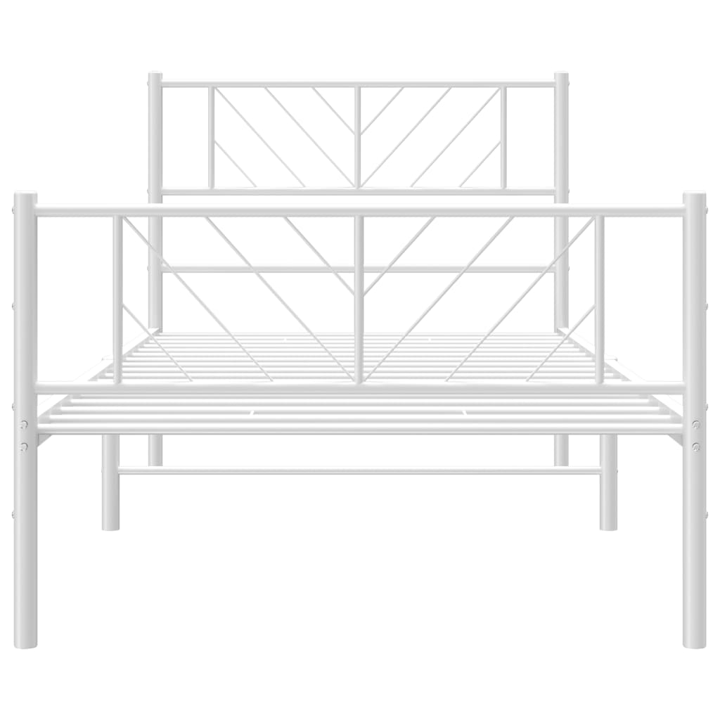 vidaXL Metal Bed Frame without Mattress with Footboard White 100x200 cm