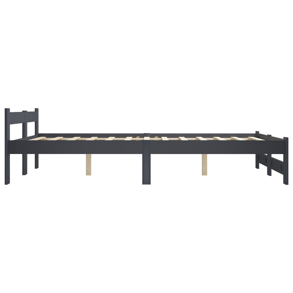 vidaXL Bed Frame without Mattress Dark Grey Solid Pine Wood 120x200 cm