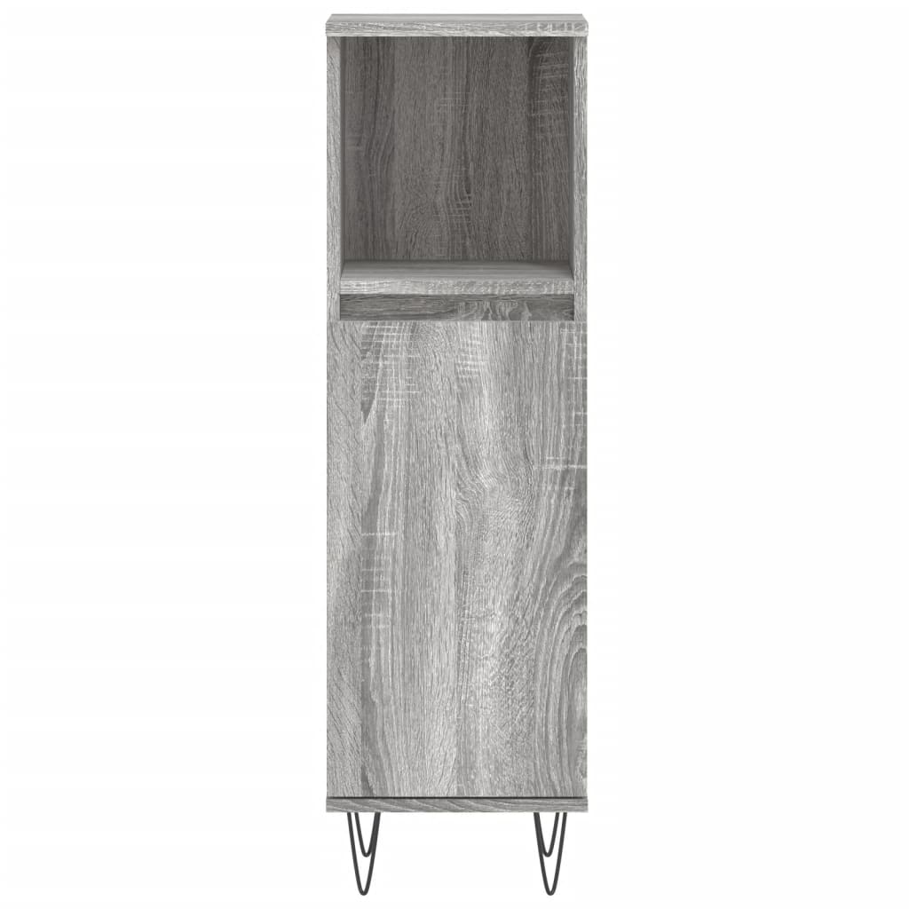 vidaXL Bathroom Cabinet Grey Sonoma 30x30x100 cm Engineered Wood