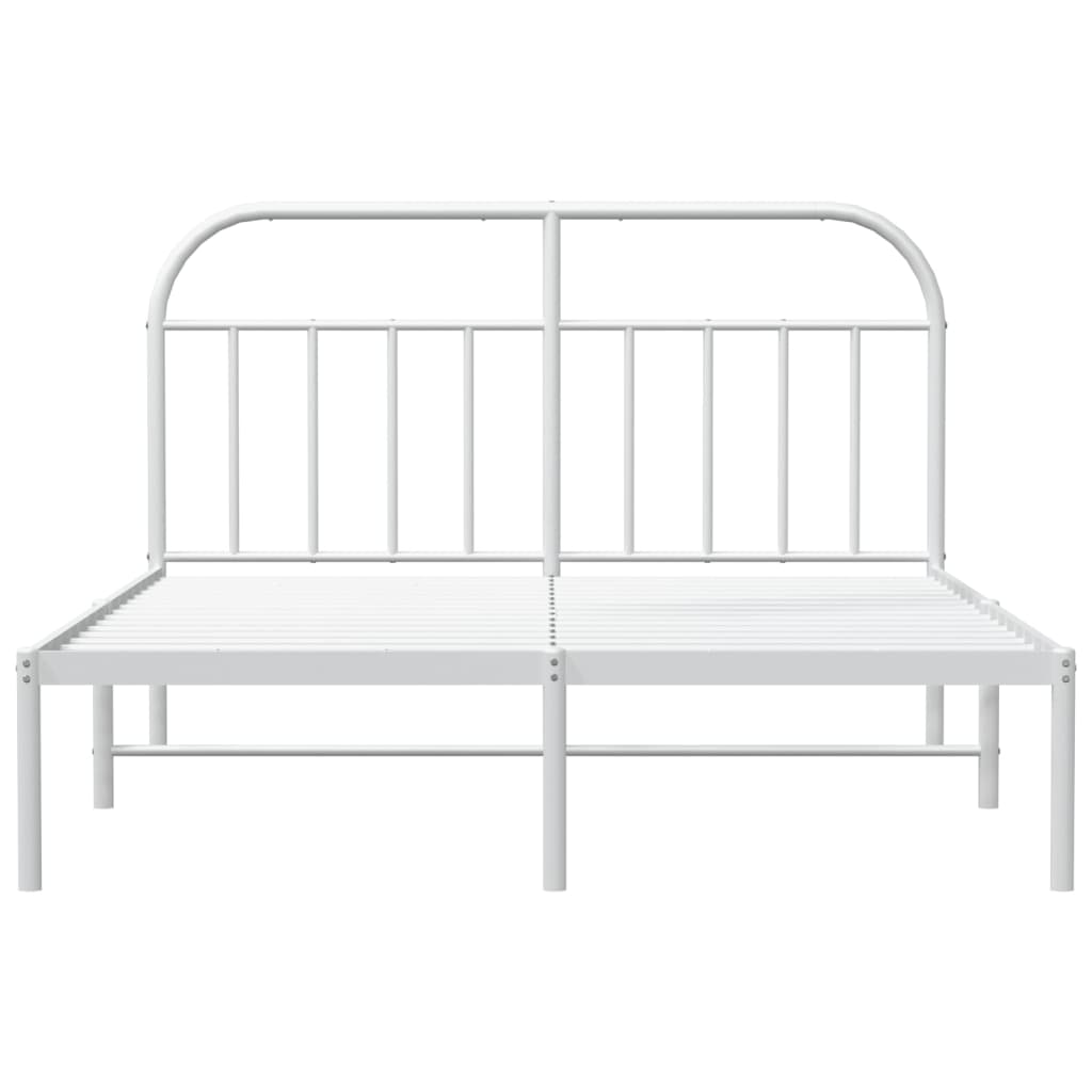 vidaXL Metal Bed Frame without Mattress with Headboard White 183x213 cm