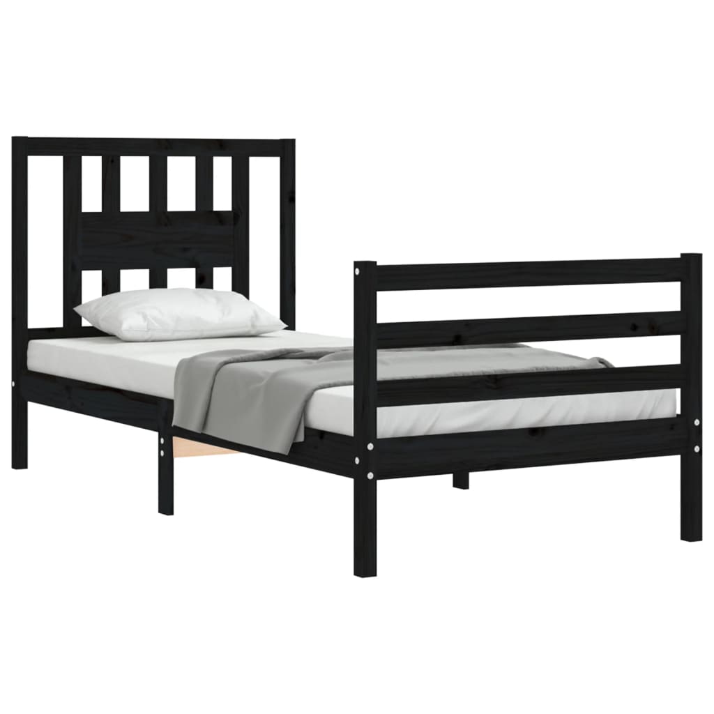 vidaXL Bed Frame without Mattress Black 100x200 cm Solid Wood