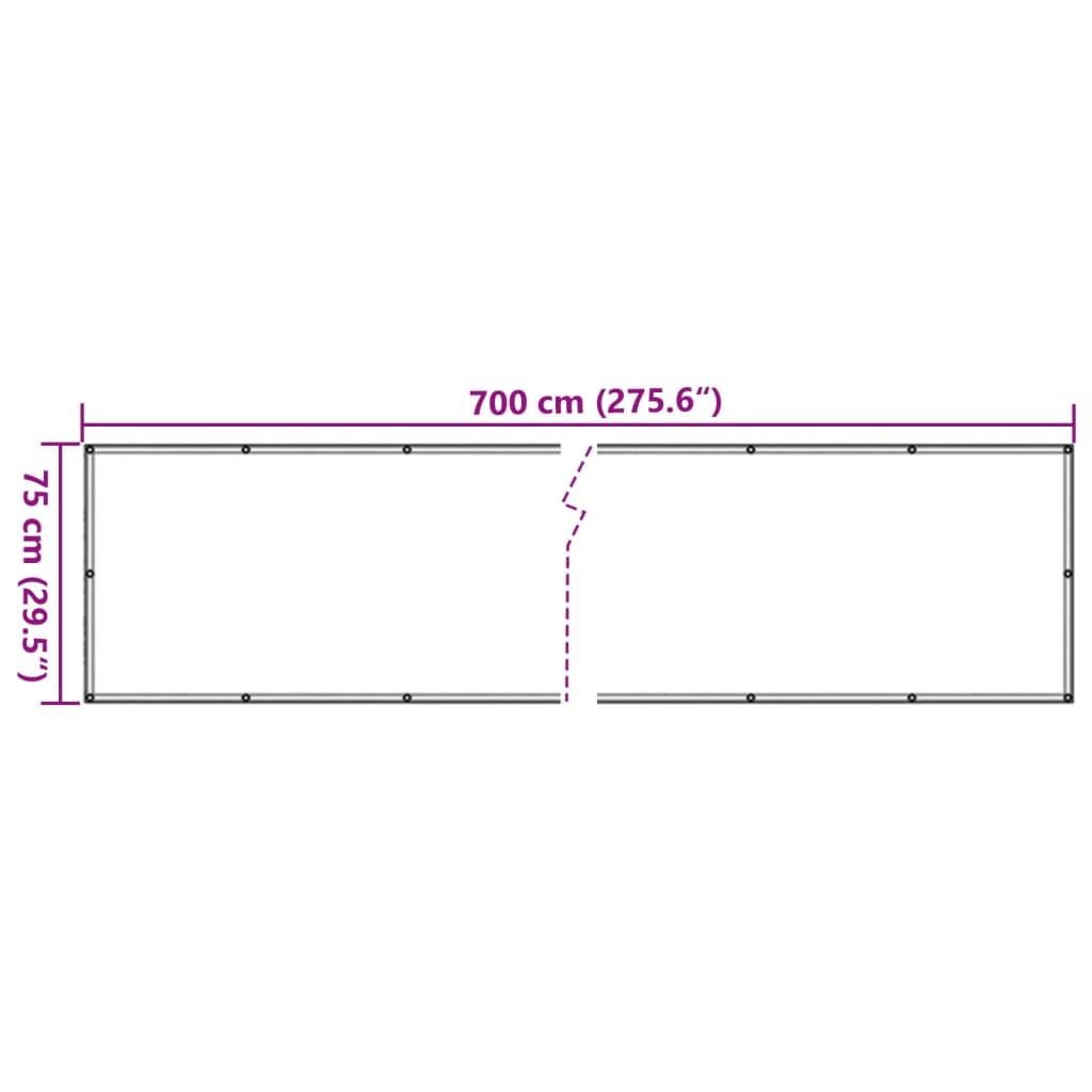 vidaXL Balcony Privacy Screen Grey 700x75 cm PVC