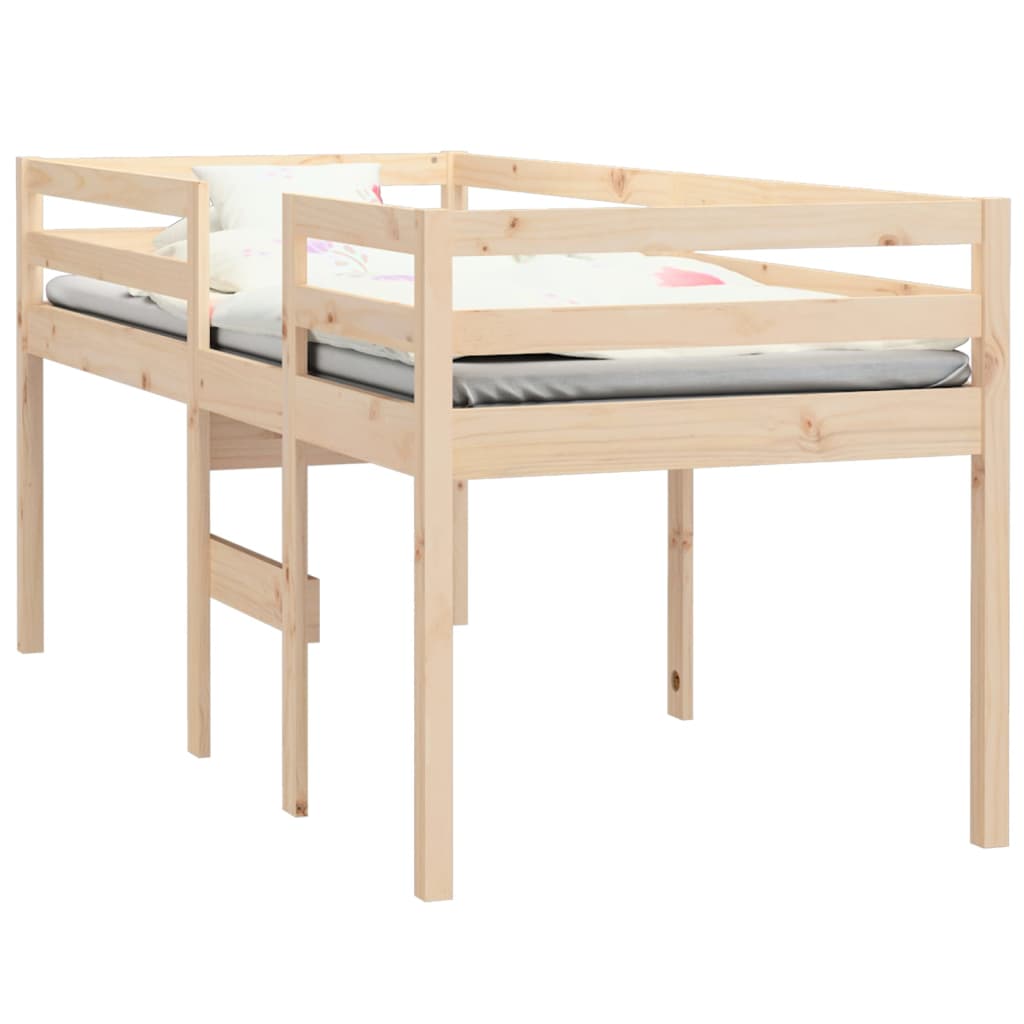 vidaXL High Sleeper Bed without Mattress 75x190 cm Small Single Solid Wood Pine