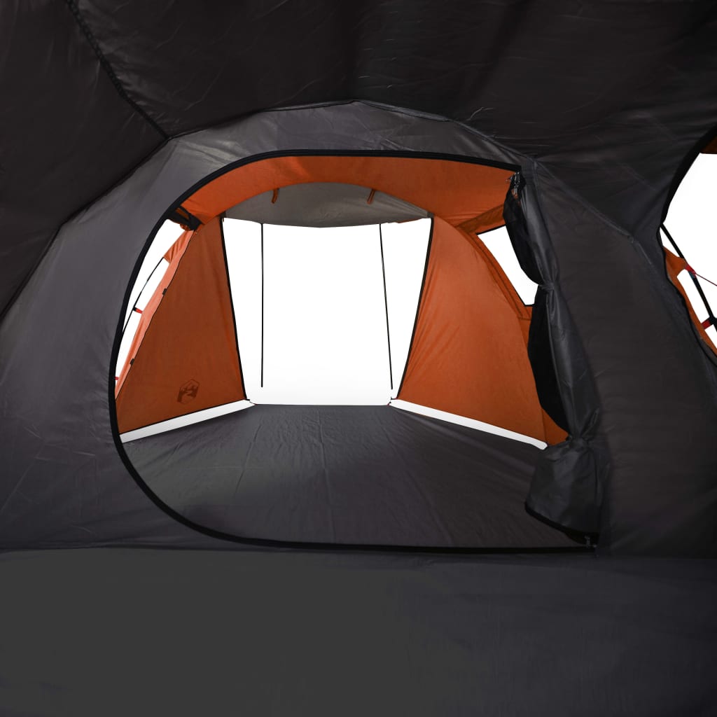 vidaXL Camping Tent Tunnel 4-Person Grey and Orange Waterproof